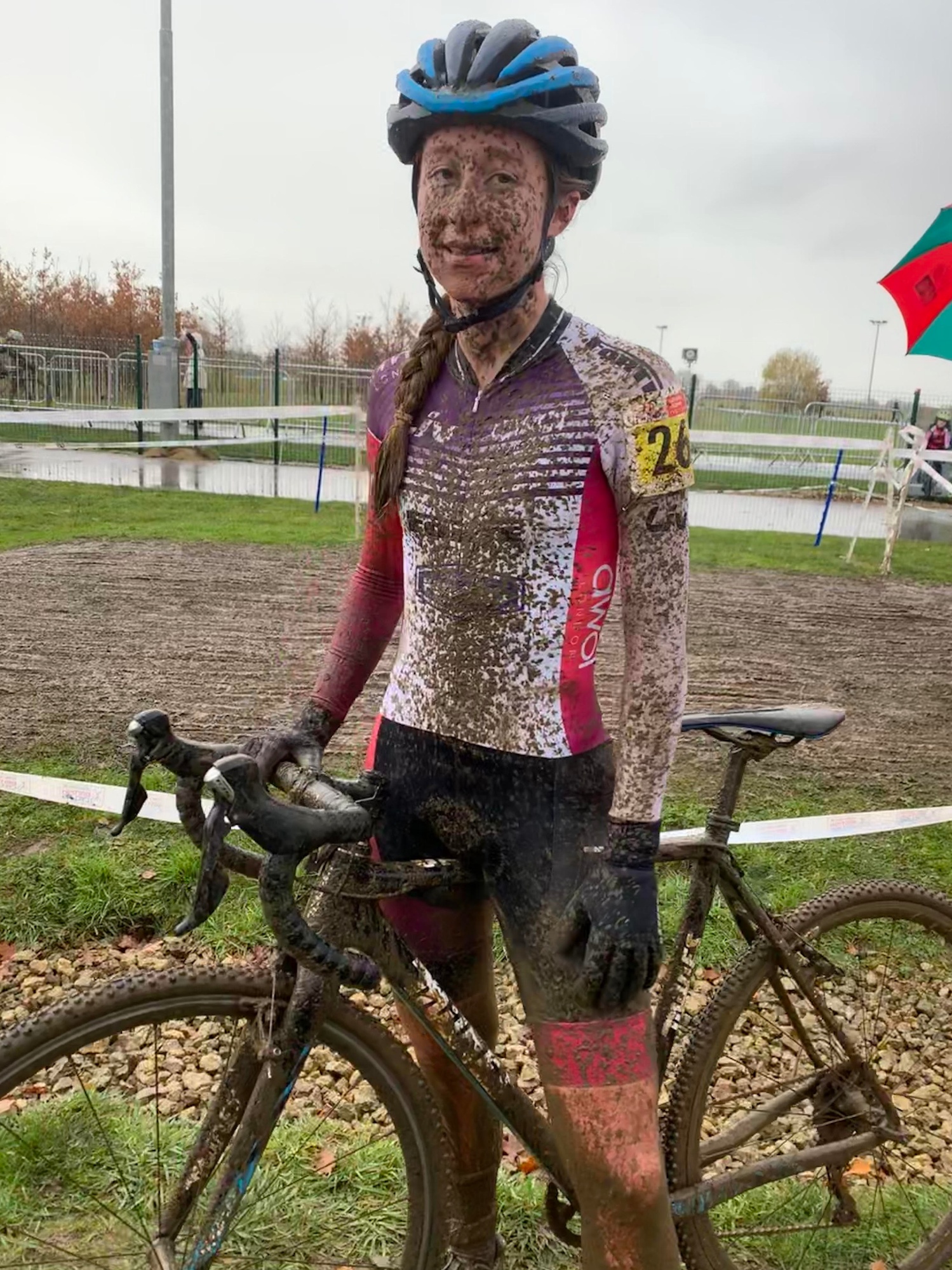 Bethany after her race covered in mud